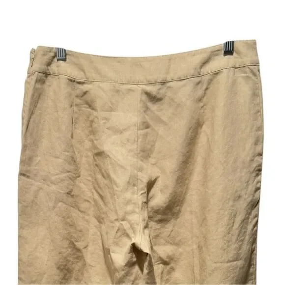 COTY DKNY 100% linen woman’s khaki wide leg tideZipper like new size 10